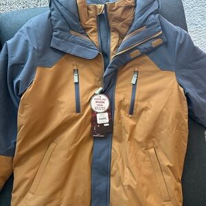 Kids' Two-Tone Ski Jacket - Blue and Brown